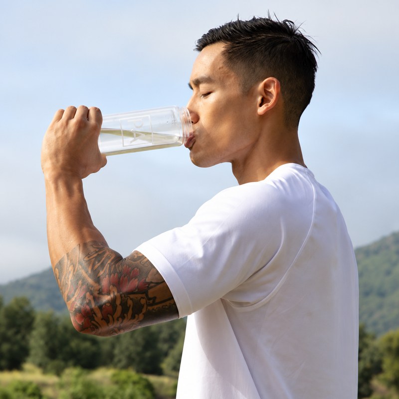 Drinking an amino supplement